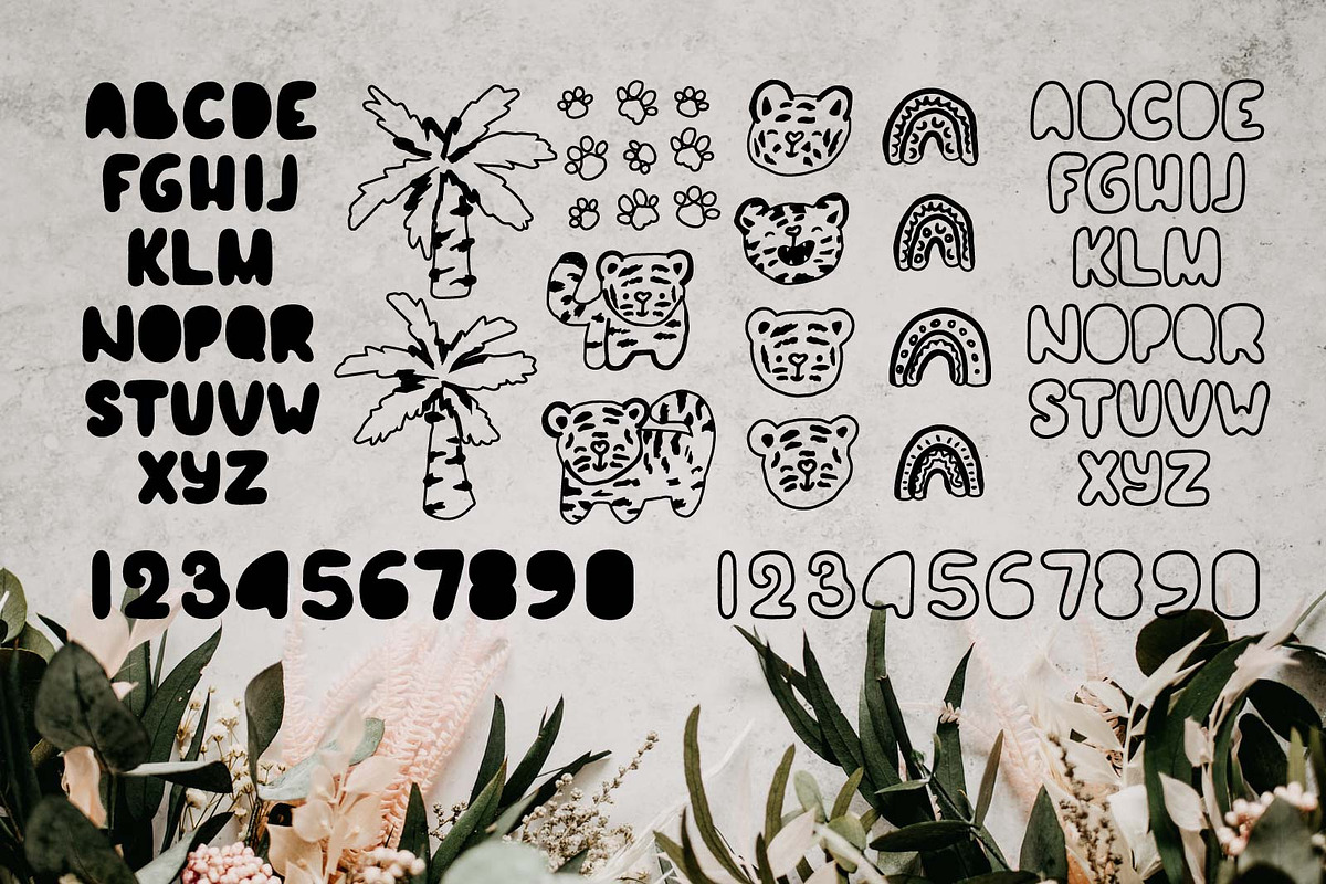 Tiger time. Palms patterns clip art, an Animal Illustration by essskina (Photo 3 of 8)