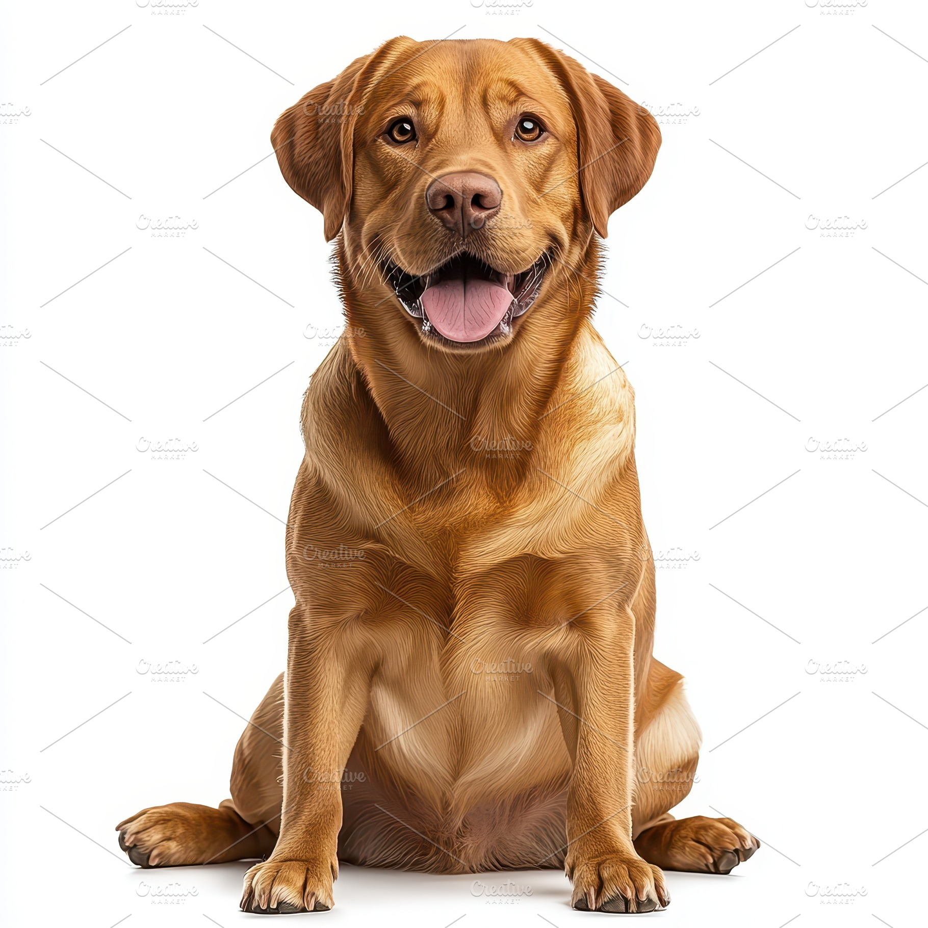 Happy Fox Red Labrador Retriever sit, an Animal Photo by Pixeness
