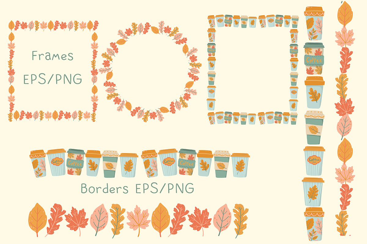 Autumn Coffee patterns & clipart, a Food Illustration by Carpet Tapete Pretzel (Photo 4 of 10)