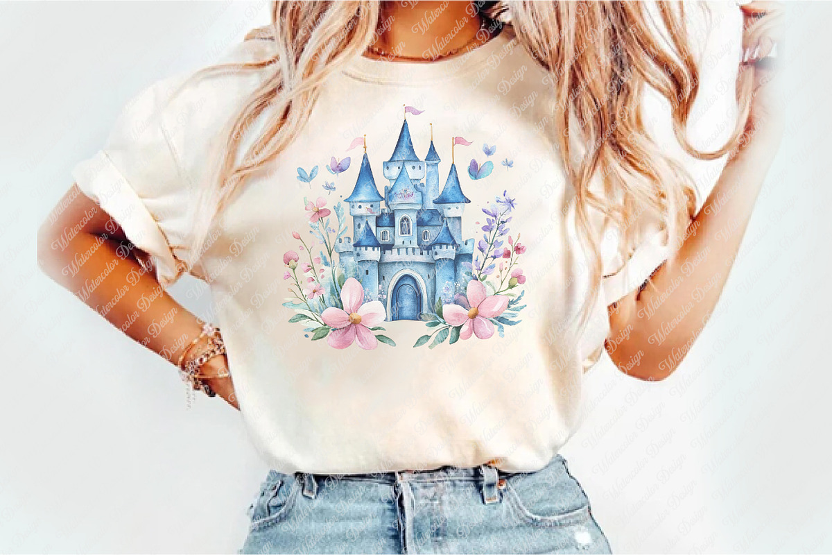 Blue Fairytale Castle Clipart, an Illustration by Watercolor design (Photo 5 of 11)