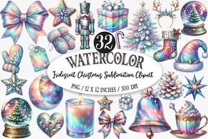 Iridescent Christmas Sublimation, an Illustration by Designking