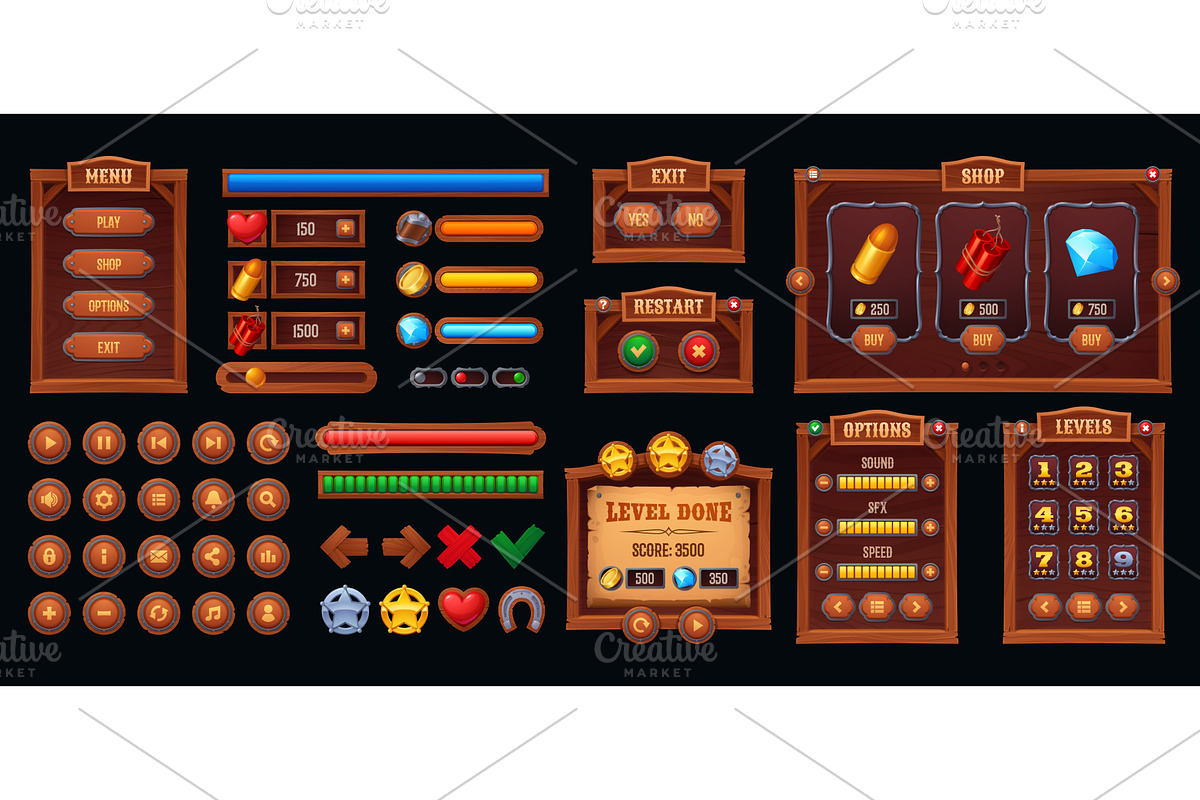 Wild west interface of western game, a Technology Illustration by Buch&Bee