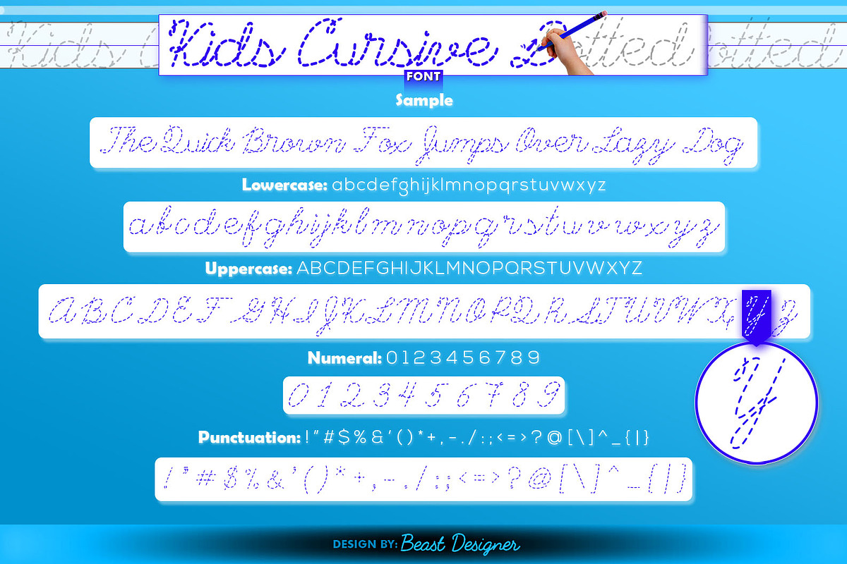 Kids Cursive Dotted, a Font by Beast Designer (Photo 2 of 2)
