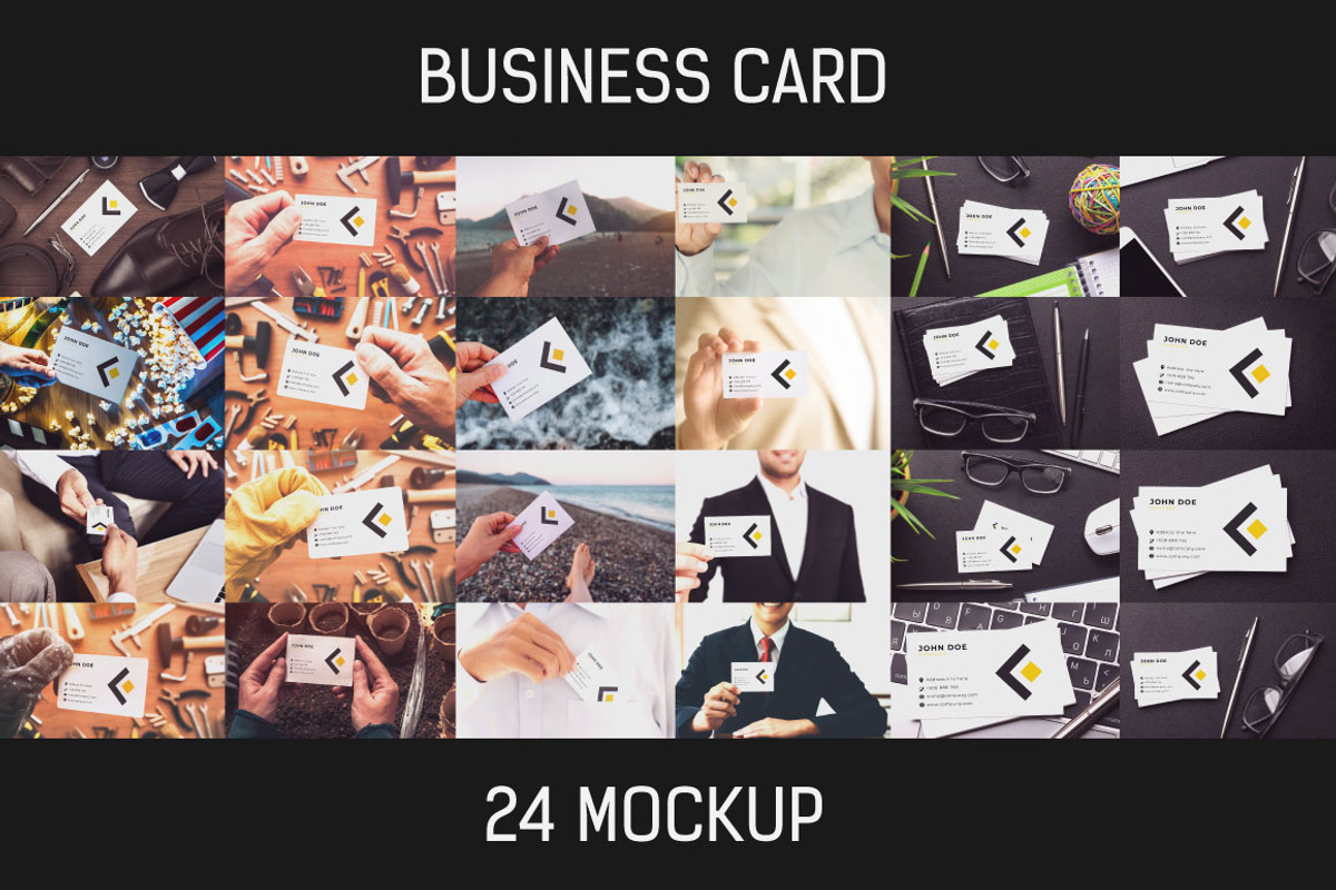 24 Business Card Mockup #1, a Mockup by Walentin (Photo 1 of 25)