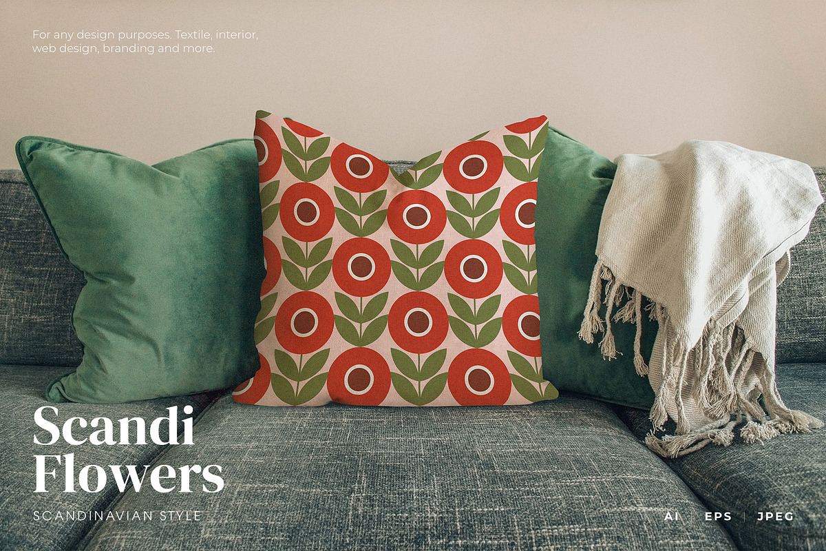 Scandi Retro Flowers patterns, a Pattern Graphic by Designnina Shop (Photo 4 of 10)