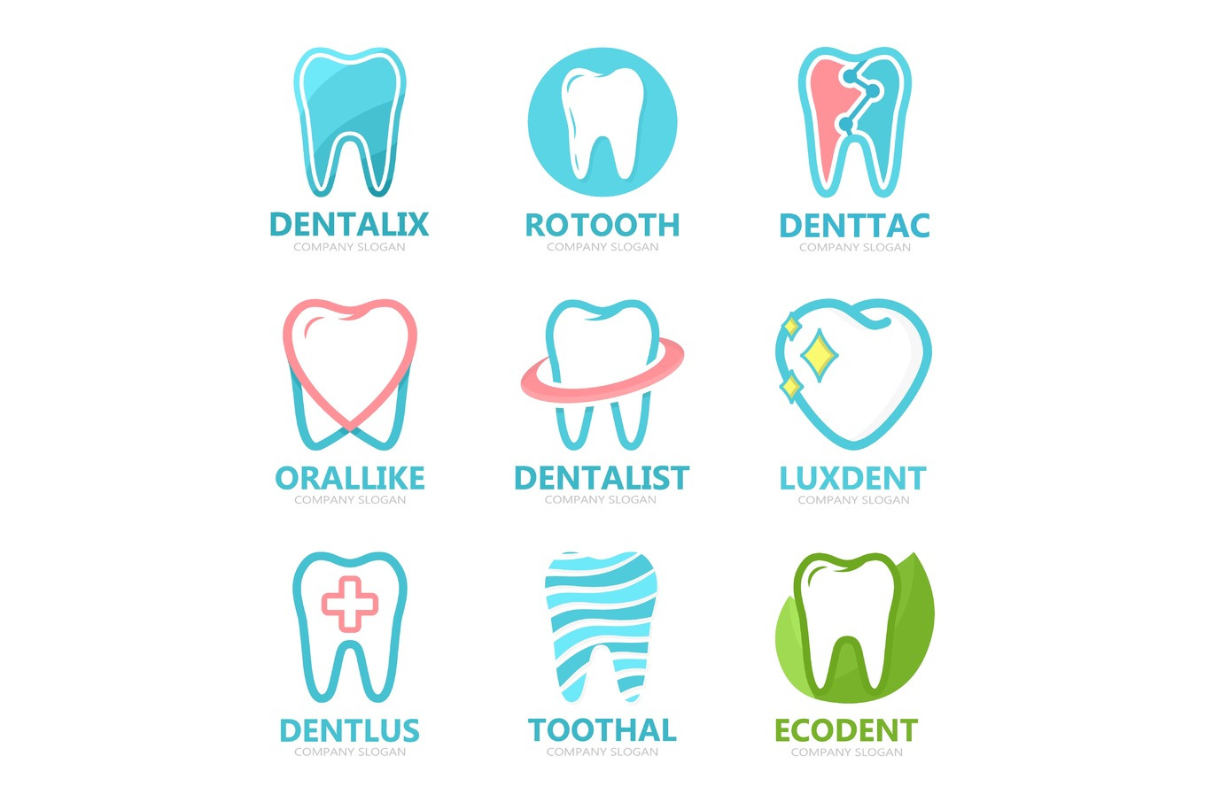 Set of tooth logo design template. Dental logo. Dental clinic logo ...