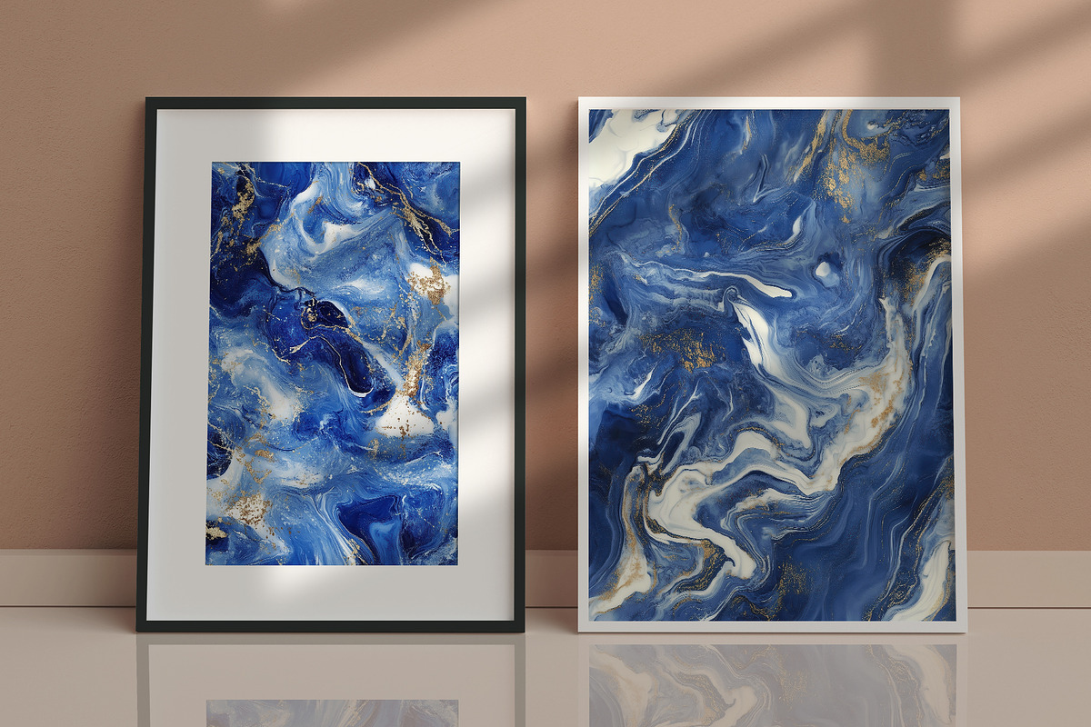 Abstract Fluid Illustration in Blue, a Decorative Illustration by Housui Patterns (Photo 8 of 9)