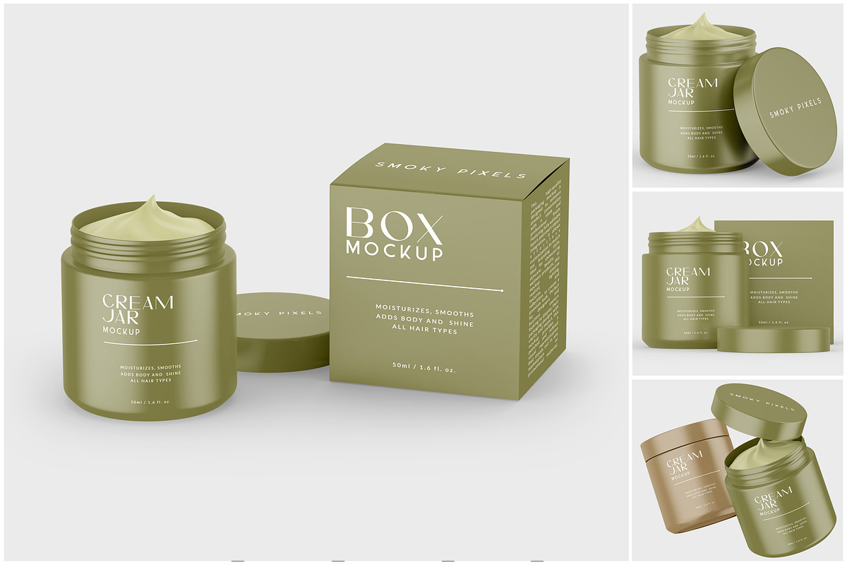 Cream Jar & Box Mockups, a Packaging Mockup by SmokyPixels (Photo 1 of 5)