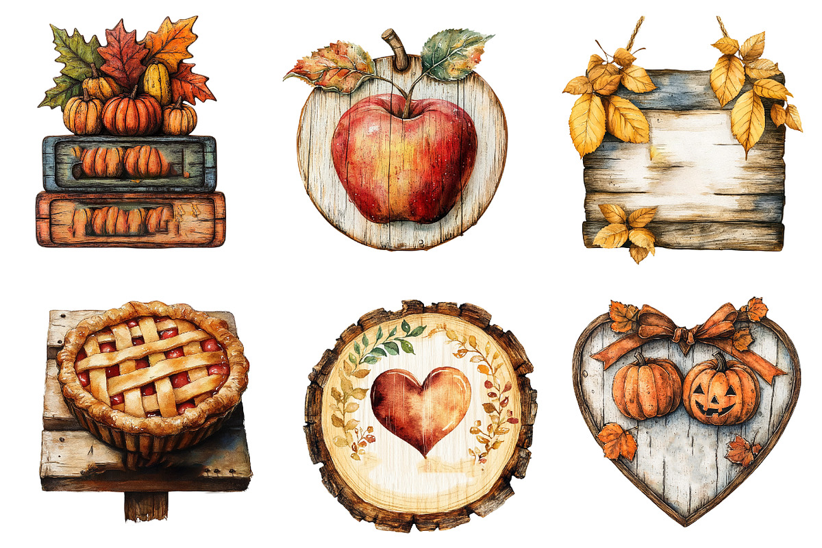 Autumn Wooden Signs Clipart, an Illustration by CreationArt (Photo 5 of 5)