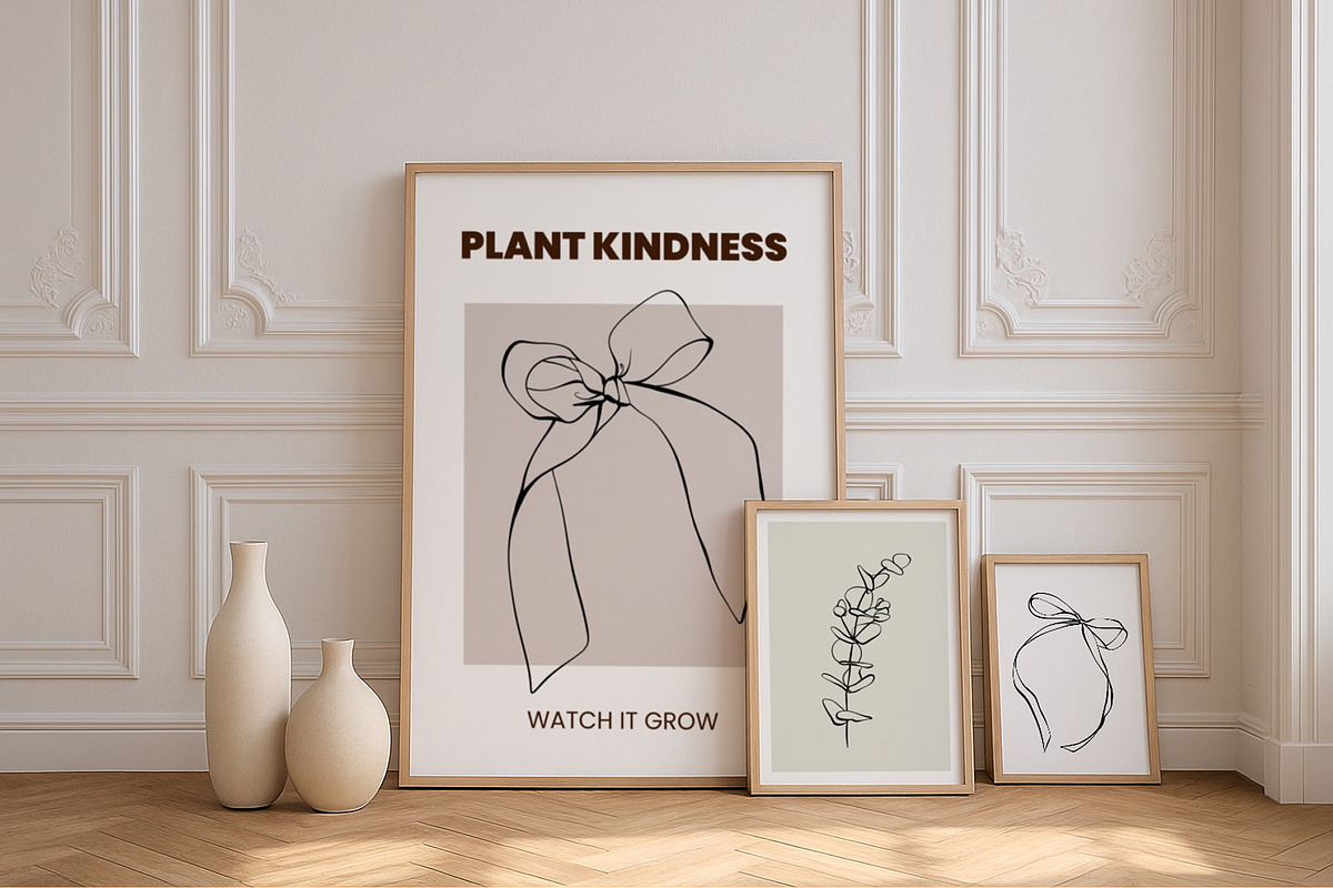 BOWS & FLOWERS line art & posters, a Decorative Illustration by Yuliia Lashevska (Photo 2 of 12)