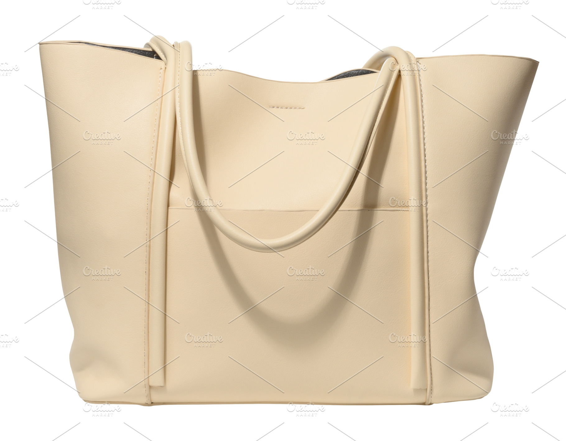 Beige leather women's bag with handles on isolated background, a Beauty & Fashion Photo by ndanko
