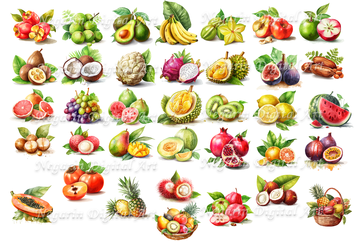 Watercolor Summer Hawaiian Fruits, an Object Graphic by Negarin Digital Art (Photo 3 of 9)