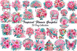 Pink Tropical Flower Graphic Clipart