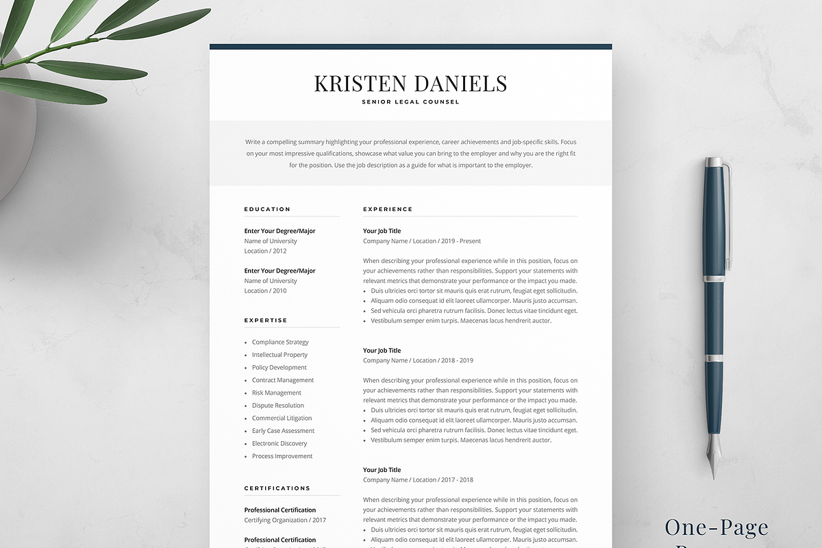 Resume Template Kristen, a Resume Template by Olympia Resume (Photo 1 of 6)