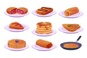 Pancakes. Dessert food with, a Food Illustration by Onyx