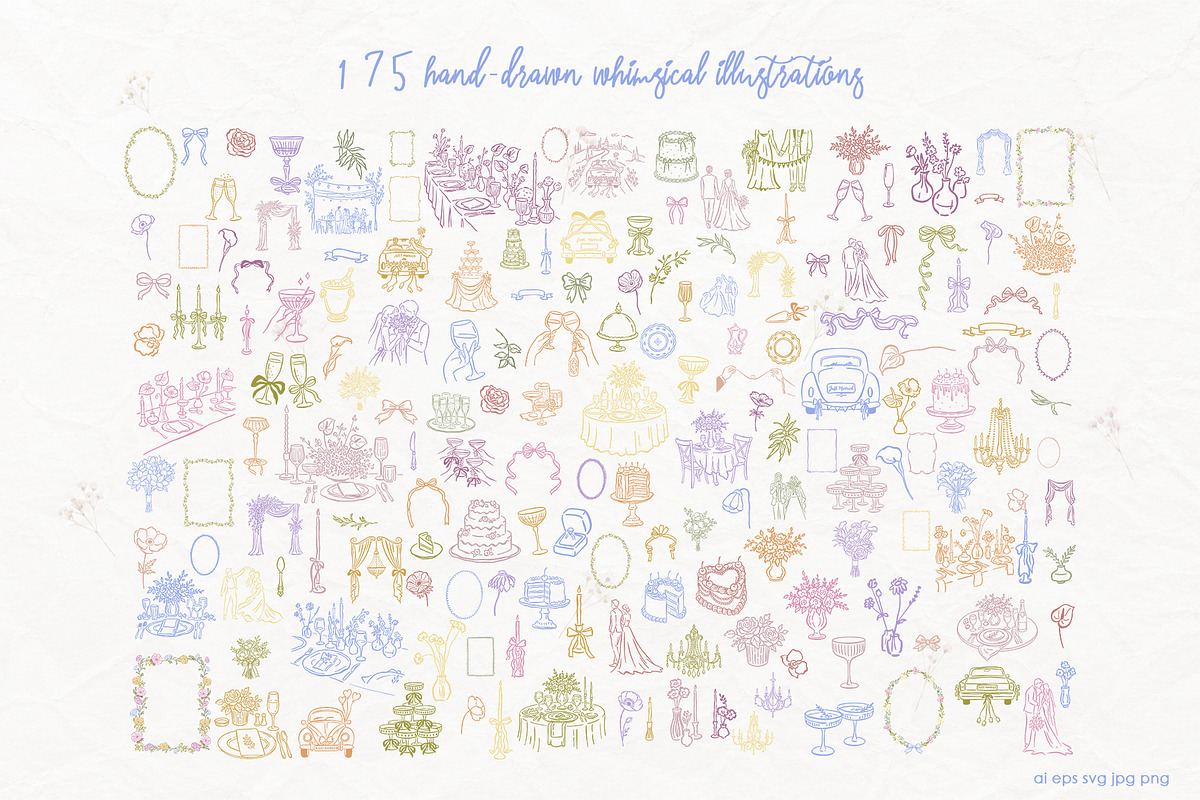 Dopamine Garden Wedding Clipart Pack, a Decorative Illustration by SunnJaneArt (Photo 2 of 20)