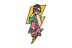 woman carrying roller skates, a Person Illustration by gunaonedesign