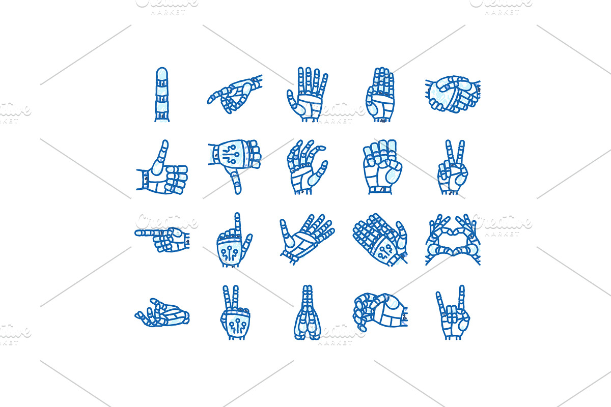 robot hand gesture ai digital icons, an Object Illustration by pikepicture