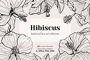 Hibiscus Flower Ink Line Art Drawing, an Object Graphic by Rose Design (Thumbnail 1 of 11)