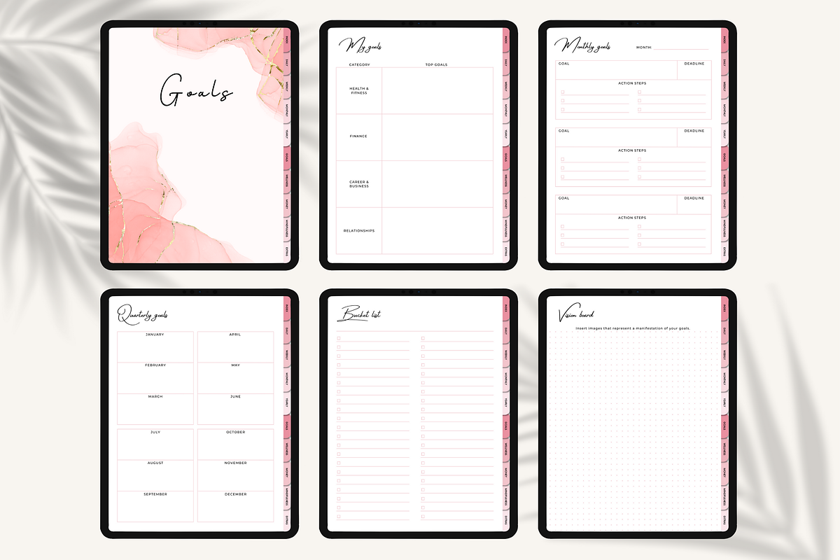 Pink Undated Digital Planner iPad, a Templates & Theme by HoneyGlowStudioCo (Photo 4 of 9)