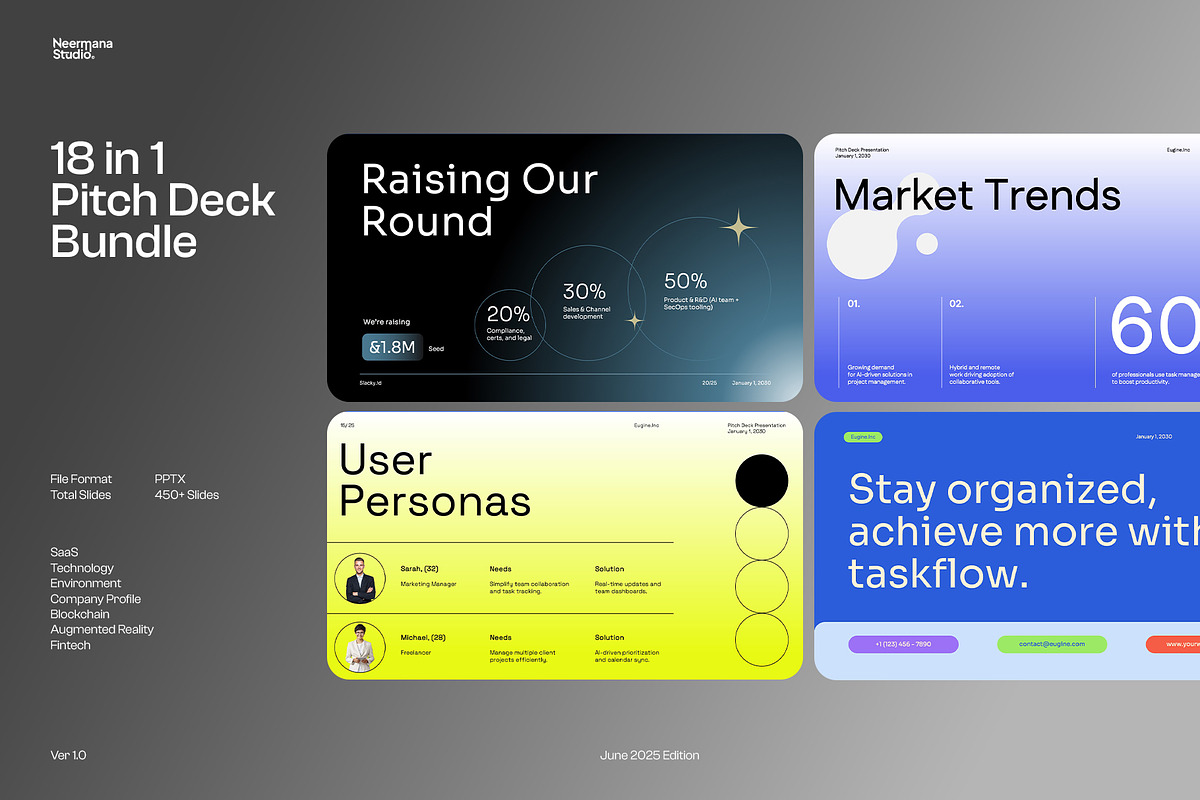 Pitch Deck Powerpoint Bundle Ver 1.0, a Presentation Template by Neermana (Photo 1 of 19)