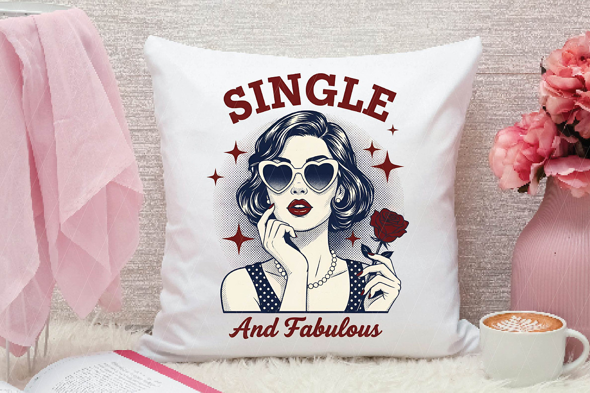 Single Retro Girl Valentine PNG, an Illustration by DreamPrint404 (Photo 5 of 8)