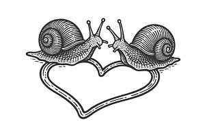 Romantic snails forming heart shape, an Animal Illustration by AlexArt