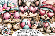 Whimsical Summer Dog Clipart Bundle., an Illustration by SVGArt (Thumbnail 1 of 9)