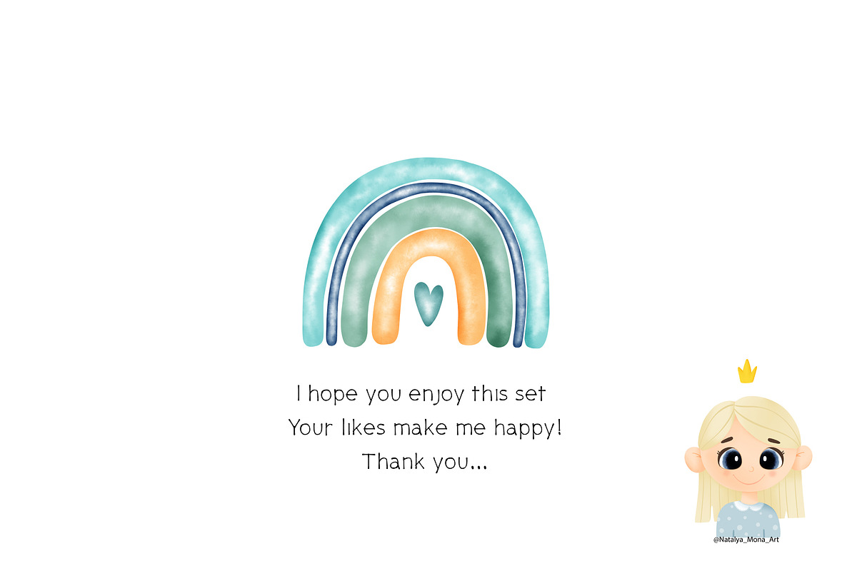 Watercolor blue rainbow clipart, an Illustration by Natalya_Mona_Art (Photo 3 of 3)