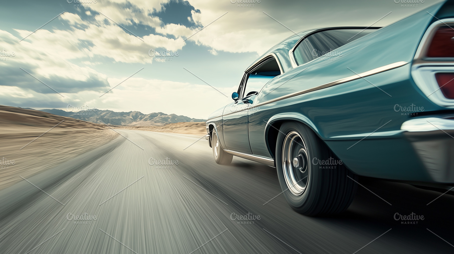 Blue fast american classic car, a Transportation Photo by MistyDay
