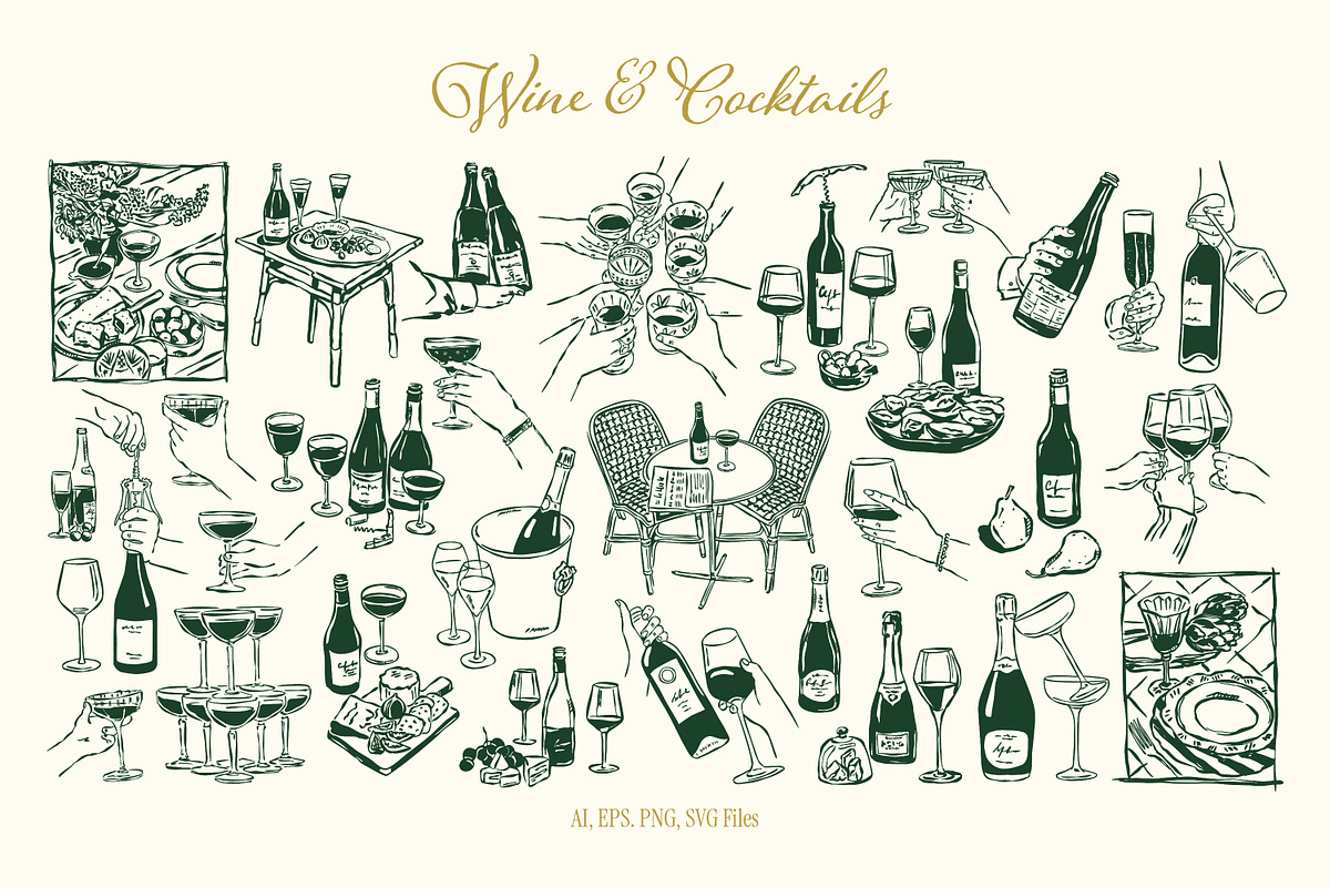 Cocktails and wine 130 illustrations, a Food Illustration by DesignThatMatters (Photo 3 of 12)