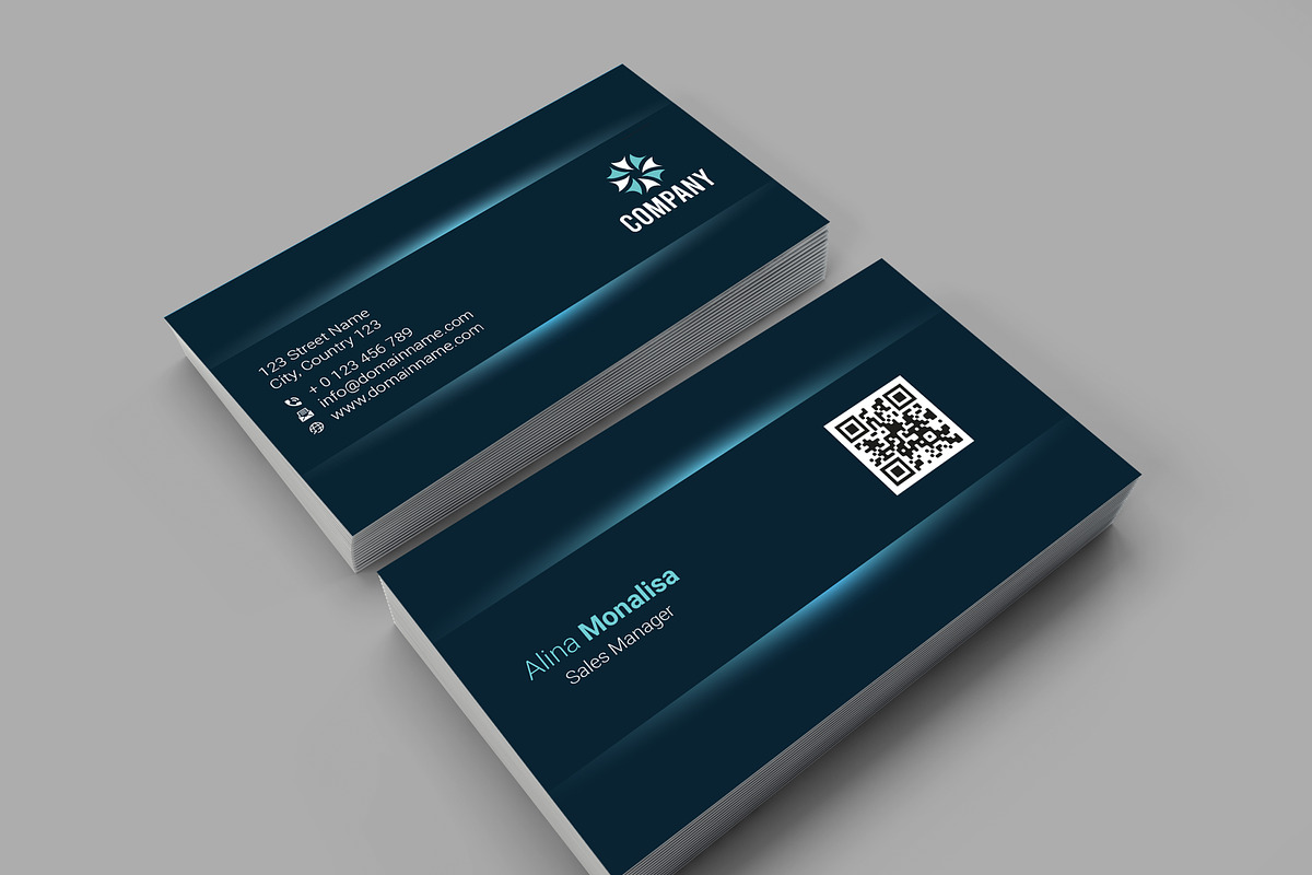 Luxury business card with blue shade, a Business Card Template by designSultan (Photo 5 of 6)