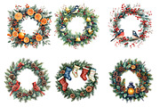 Watercolor Christmas Wreath Clipart, an Illustration by SinaCreation (Thumbnail 3 of 7)