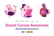Breast Cancer Vector Animations, a Duotone Icon by Prosymbols (Thumbnail 1 of 5)