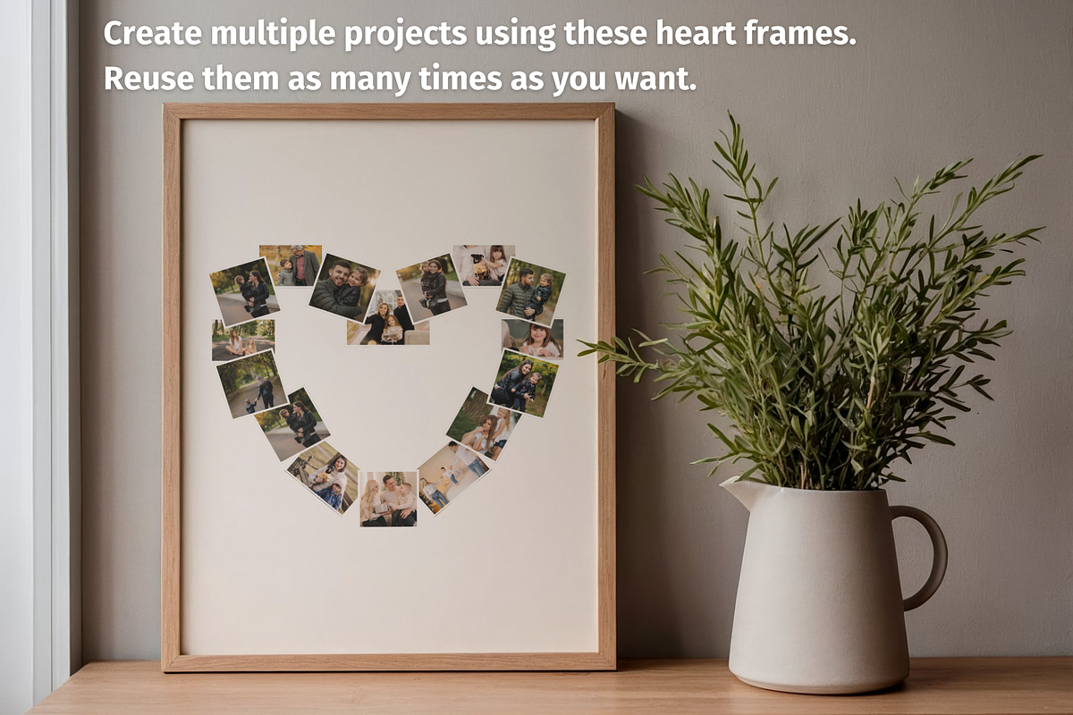 Heart Photo Collage Canva Template, a Social Media Template by GraphiCarola (Photo 10 of 15)