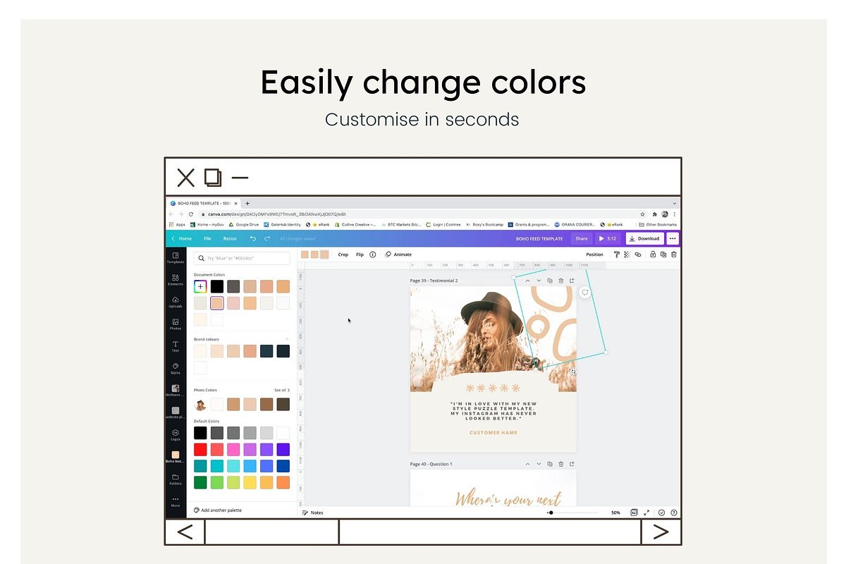 Boho Instagram Feed Canva Templates, a Social Media Template by Cultive Creative (Photo 5 of 13)