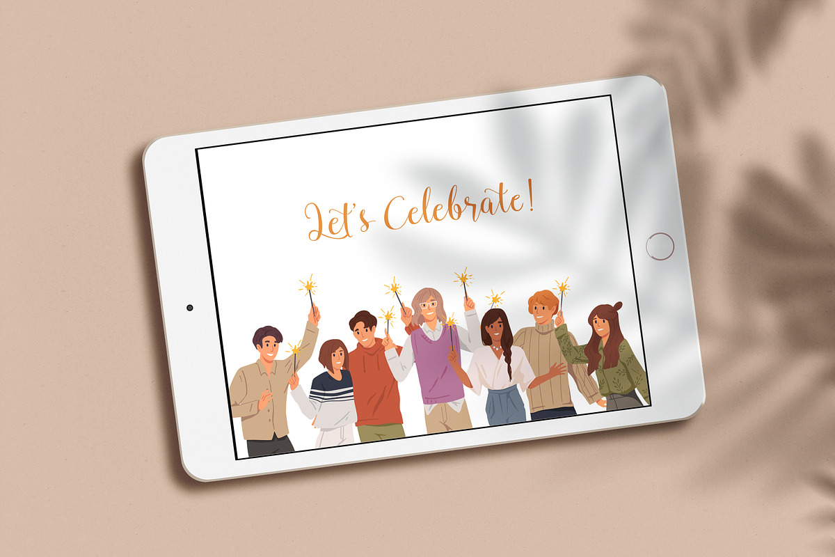 People celebrating with sparklers, a Decorative Illustration by Good Studio (Photo 3 of 3)