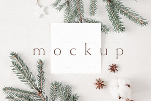 Christmas Square Card Mockup, P05
