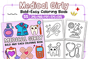Bold Easy Medical Girly Coloring Pag, a Decorative Illustration by Ink Gallery (Thumbnail 1 of 4)