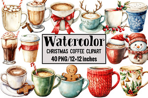 Christmas Coffee Clipart, an Illustration by Design Market