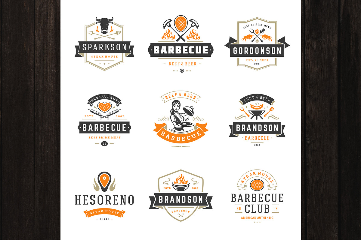 18 Barbecue Logos and Badges, a Branding & Logo Template by Vasya Kobelev (Photo 2 of 14)