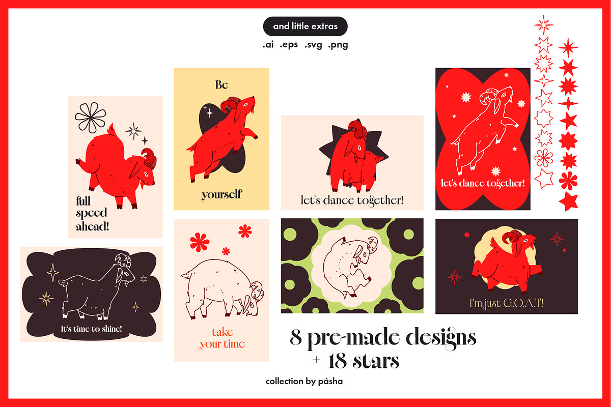Hand Drawn Goat Vector Bundle, an Animal Illustration by Pásha (Photo 4 of 5)