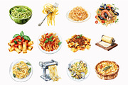 Watercolor Pasta Clipart, an Illustration by Design Market (Thumbnail 3 of 4)