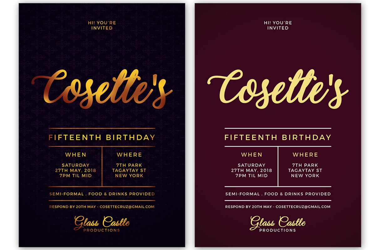 Simple Birthday Invitation, a Card Template by KiraYamato Design Studio (Photo 4 of 7)