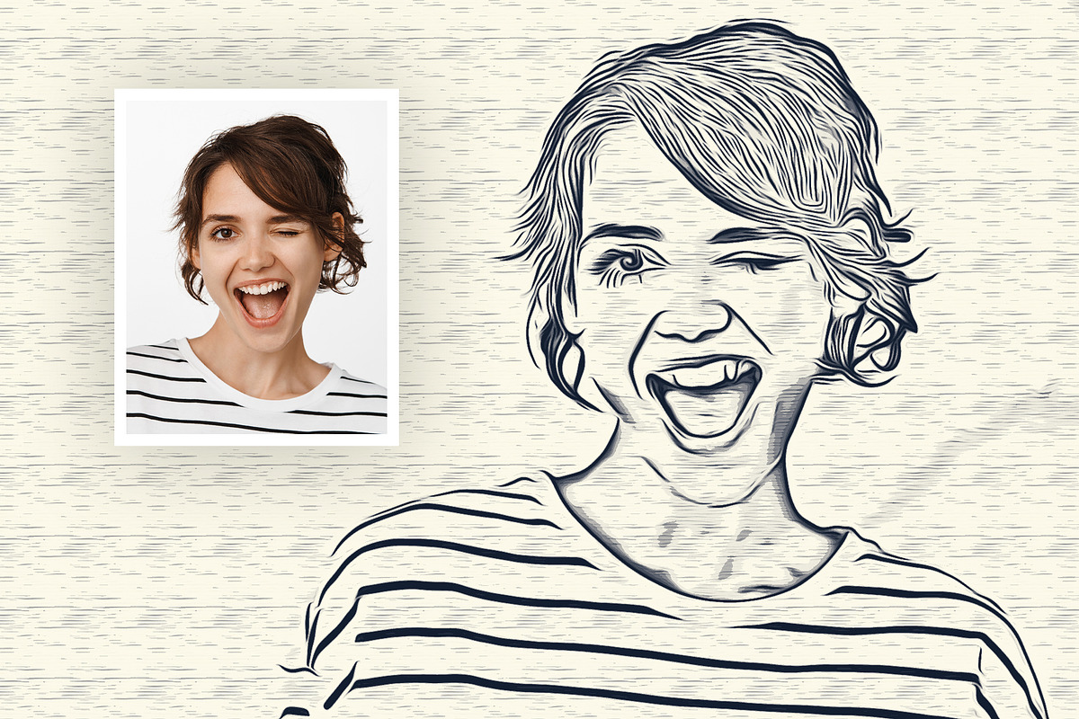 Line Art Oil Painting Effect, an Action Add-On by DesignCave (Photo 3 of 5)