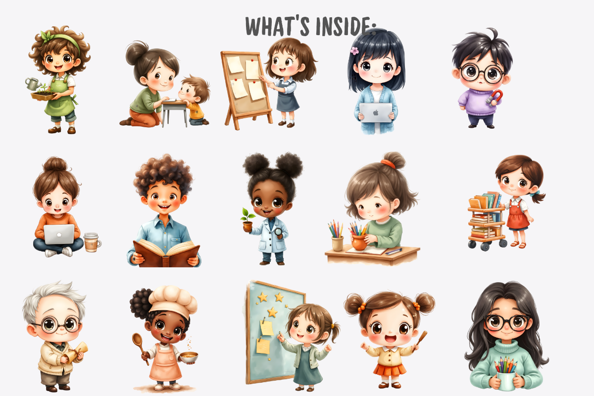 Teachers Clipart Bundle, a Decorative Illustration by Anca Digital Vibe (Photo 4 of 12)