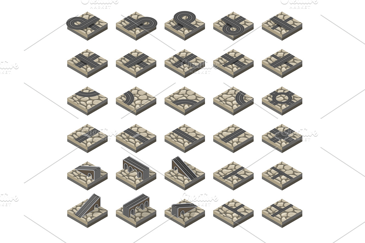 isometric road kit, an Object Illustration by piter.goskov