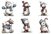 Whimsical Christmas Snowman Clipart, an Illustration by designcity5 (Thumbnail 3 of 5)