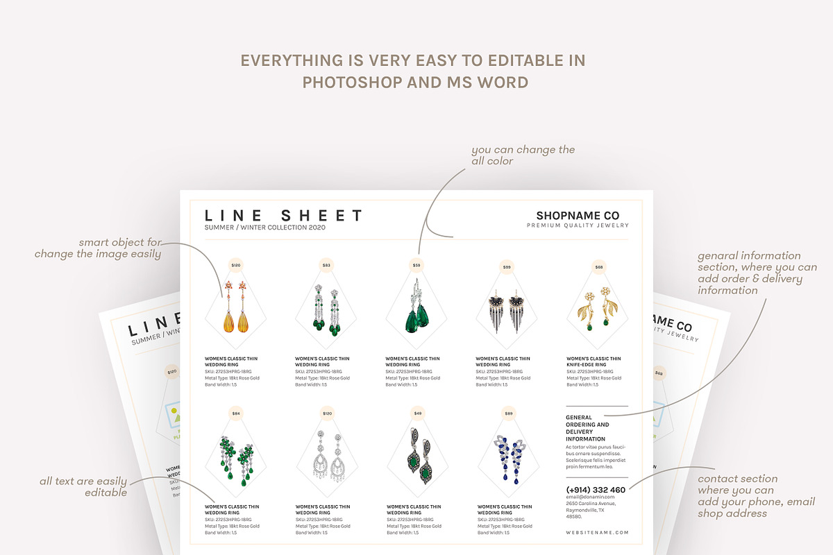 Line Sheet Template | Word/Photoshop, a Marketing Template by Axpand (Photo 3 of 6)