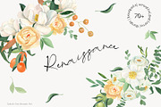 Renaissance. White Flowers & Citrus, a Decorative Illustration by Catch the Dream Art (Thumbnail 1 of 10)